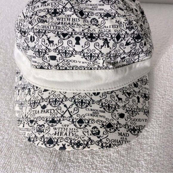 Disney Alice In Wonderland Cream Black All Over Print Hat - Picture 6 of 11